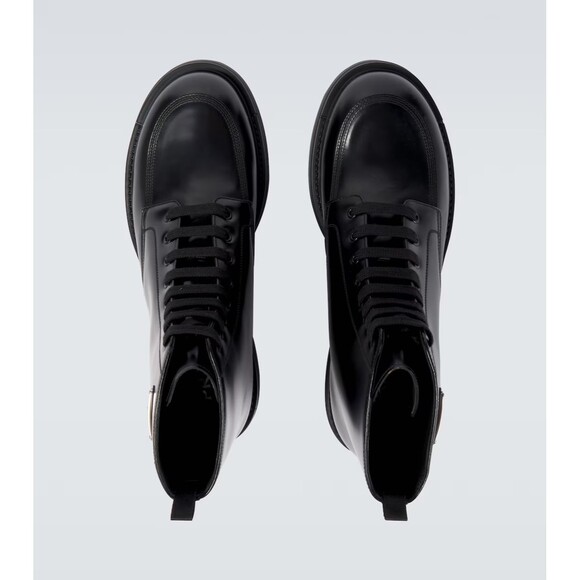 NEW MEN PRADA COMBAT BLACK LEATHER CHELSEA BOOTS US 9.5/UK8.5 main image 8